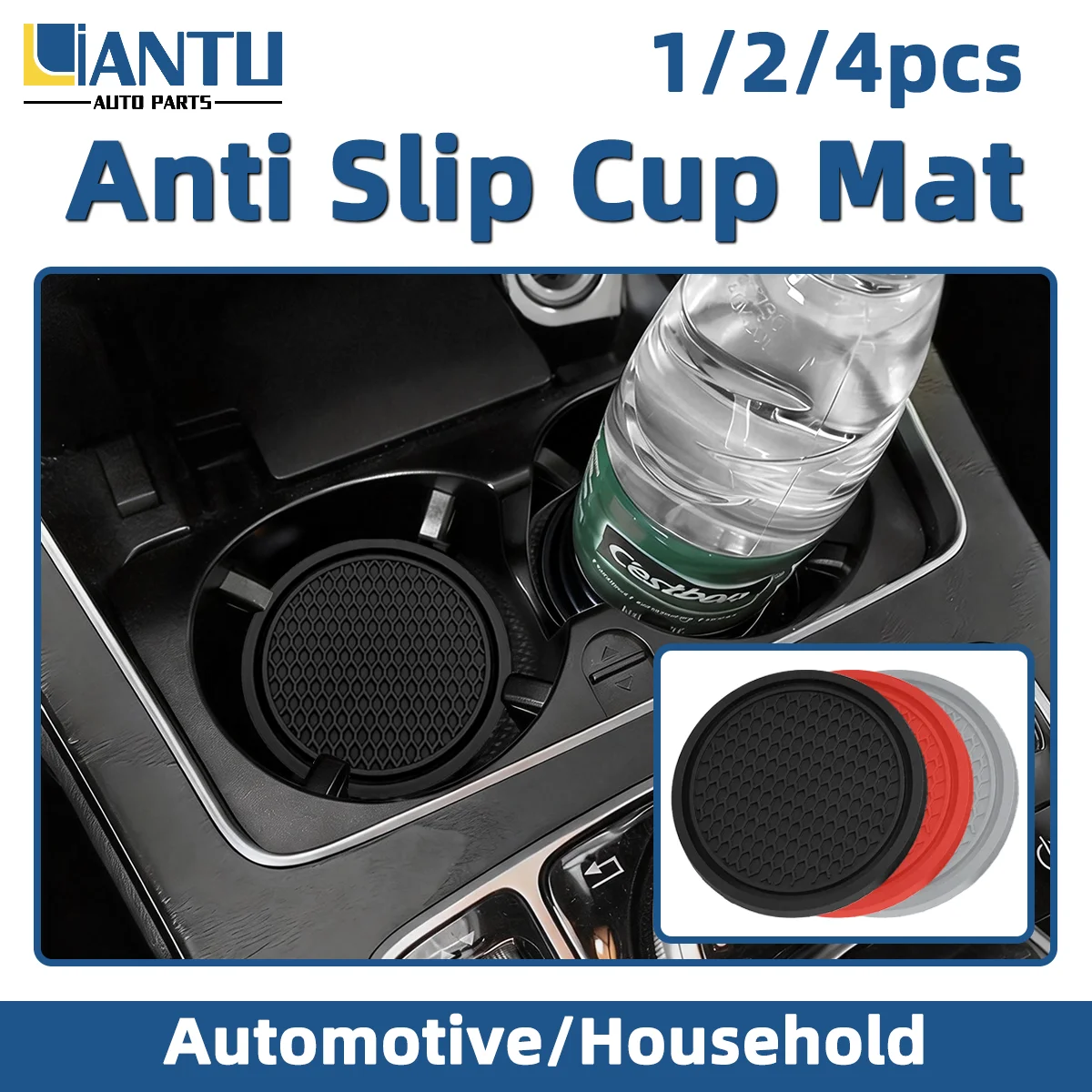 1/2/4pcs Auto Cup Holder Insert Mats Non Slip Soft Coaster Anti Slip Silicone Drink Pads Washable Auto Interior Accessories