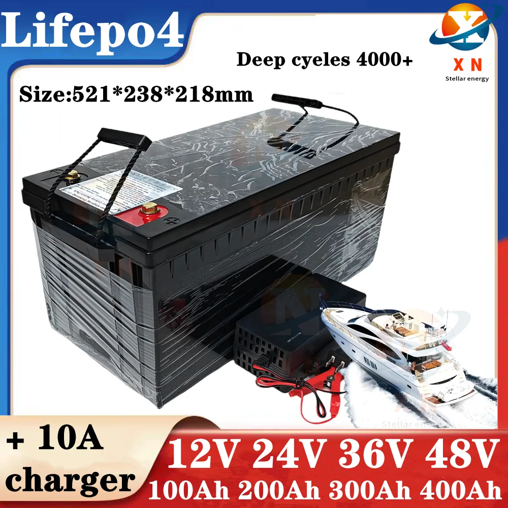 12V 200AH 300AH 400Ah 24V 150Ah 200Ah 36V 48V 100Ah Lifepo4 แบตเตอรี่ลิเธียม EU Deep CYCLE สําหรับเครื่องเสียงรถยนต์พลังงานแสงอาทิตย์ระบบเรือ