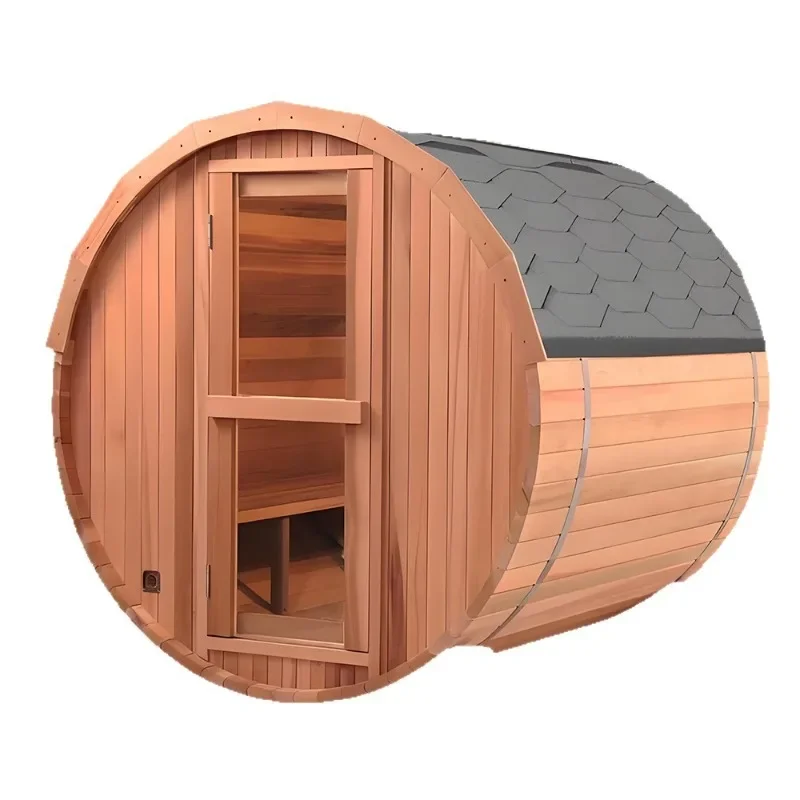 Multi-size Canadian Hemlock Cedar Drum Sauna Far Infrared Electric Stove Wood Stove