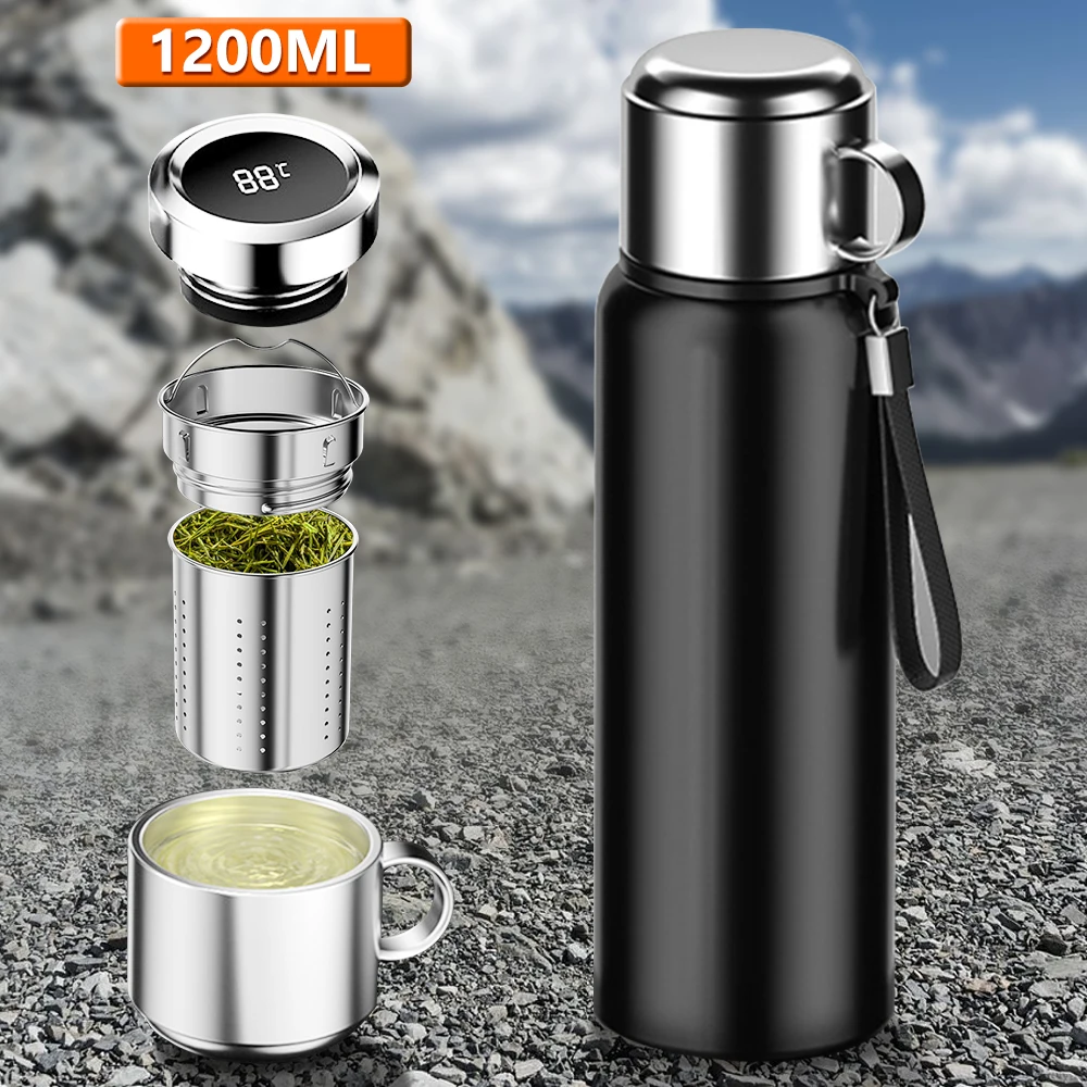 1200ML Smart Thermos Bottle Temperature Display Keep Cold and Hot Water Bottle Thermos for Water Tea Outdoor Sport Water Bottle