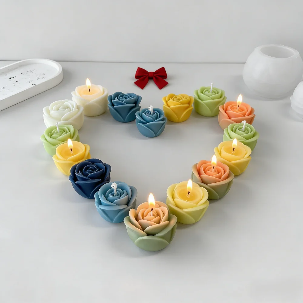 Multi Size 3D Romantic Rose Silicone Mold DIY Candle Soap Making Tool Wedding Cake Decoration Perfect Valentine's Day Gift