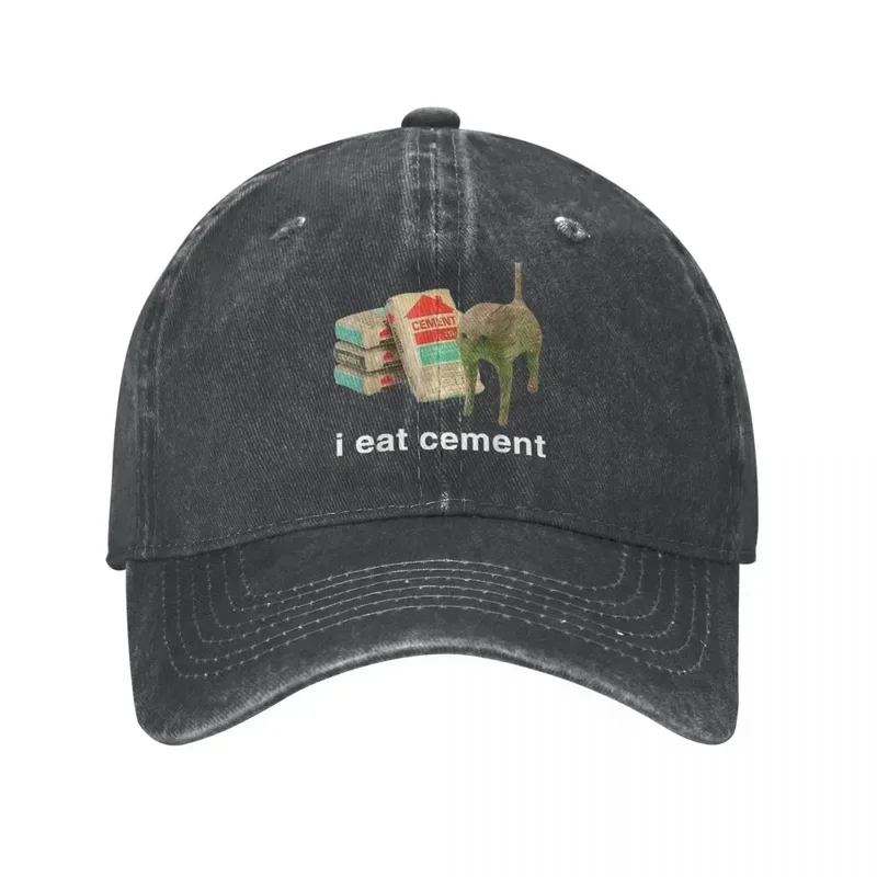 Y2K I Eat Cement Cursed Cat Baseball Cap Retro Distressed Cotton Funny Oddly Specific Meme Dad Hat Men Women Outdoor Running