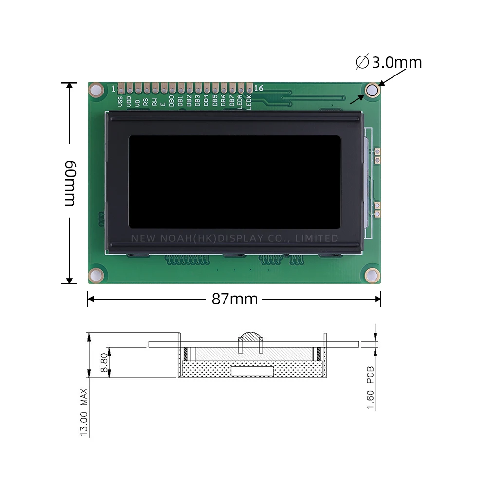 Russian BTN Black Film Red 1604A 3.3V Character 1604 04*16 LCD 16PIN ST7066U Industrial Computer Character Dot Matrix Screen