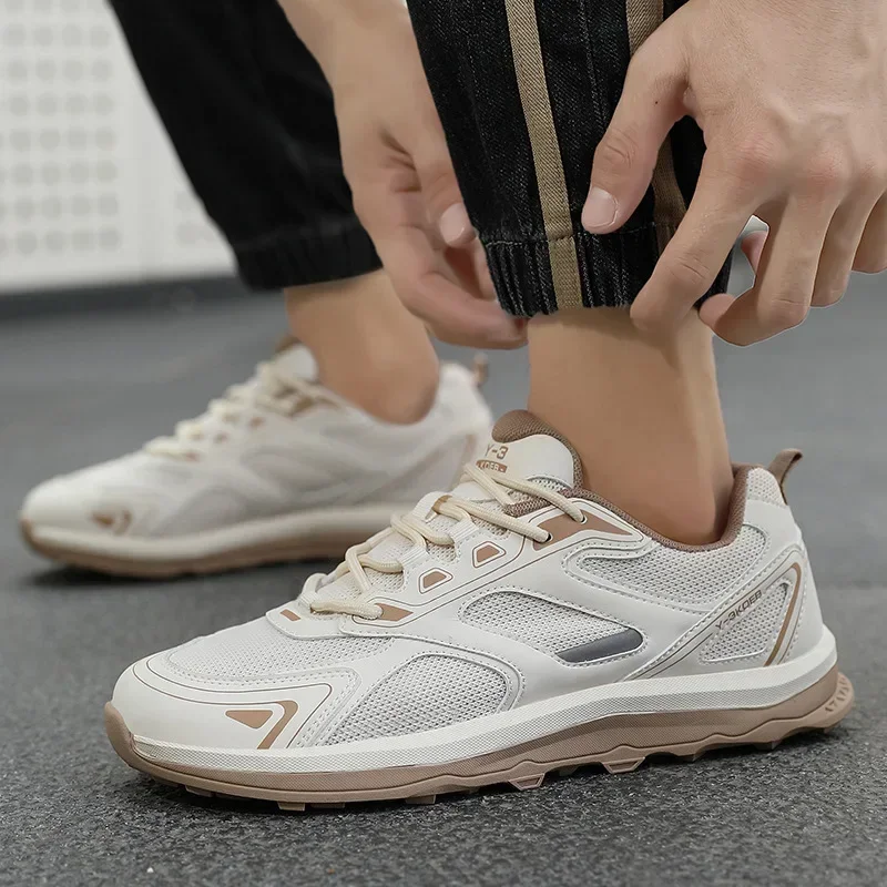 أحذية رجالية كاجوال شبكية قابلة للتنفس خفيفة الوزن ومضادة للانزلاق ومريحة وممتصة للصدمات، أحذية رياضية عصرية سهلة الارتداء
