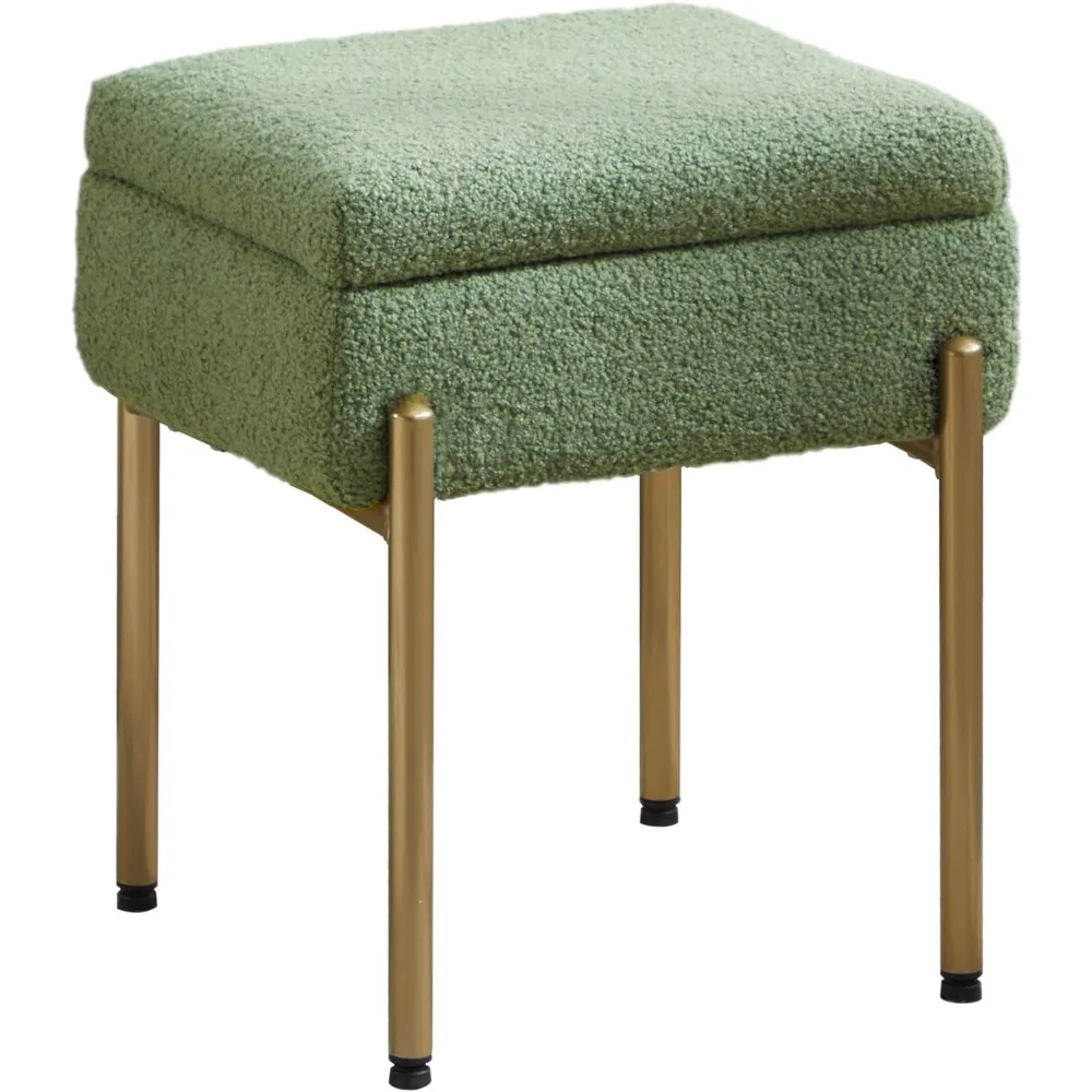 

Vanity Stool Chair, Small Ottoman Stool with Storage, Makeup Vanity Chair with Anti-Slip Feet, Footstool Ottoman with Metal Legs