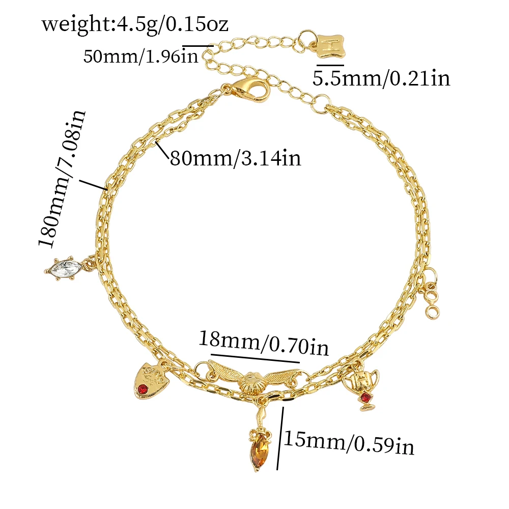 Harri Movie Potter Luxurious Charm Bracelet Golden Snitch Crystal Pendants Bangle Golden High Quality Hand Accessories for Women