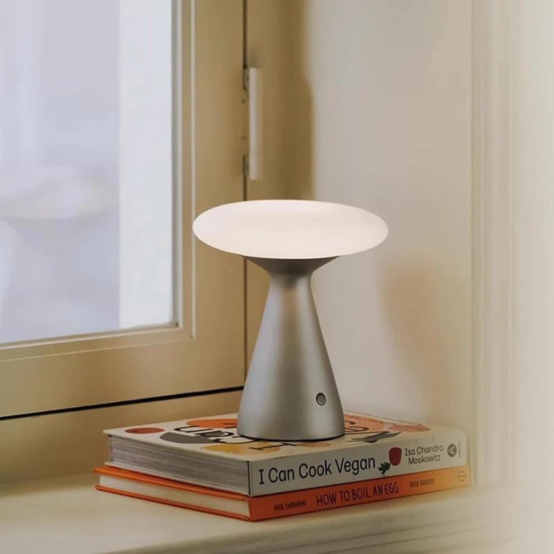 

Danish Mushroom Ambiance Table Lamp Simple Dimmable Living Room Dining Room Rechargeable Bedroom Bedside Night Lights