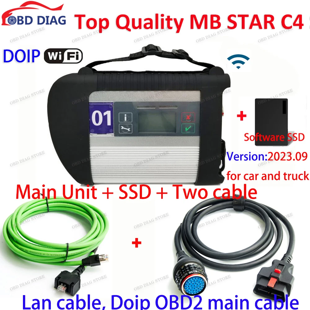 Super MB STAR C4 Plus DOIP Full Chip OBD2 Scanner SD Connect Compact C4 Diagnostic Tool Professional For Benz Cars and Trucks