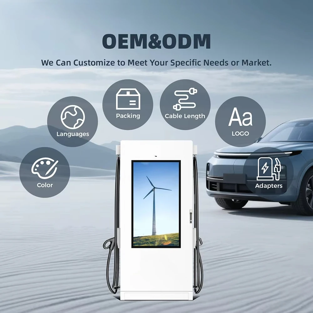 90kW Level 3 Dc Fast Ev Charger Commercial Electric Vehicles Charging Stations with 55 Inch Advertising Screen