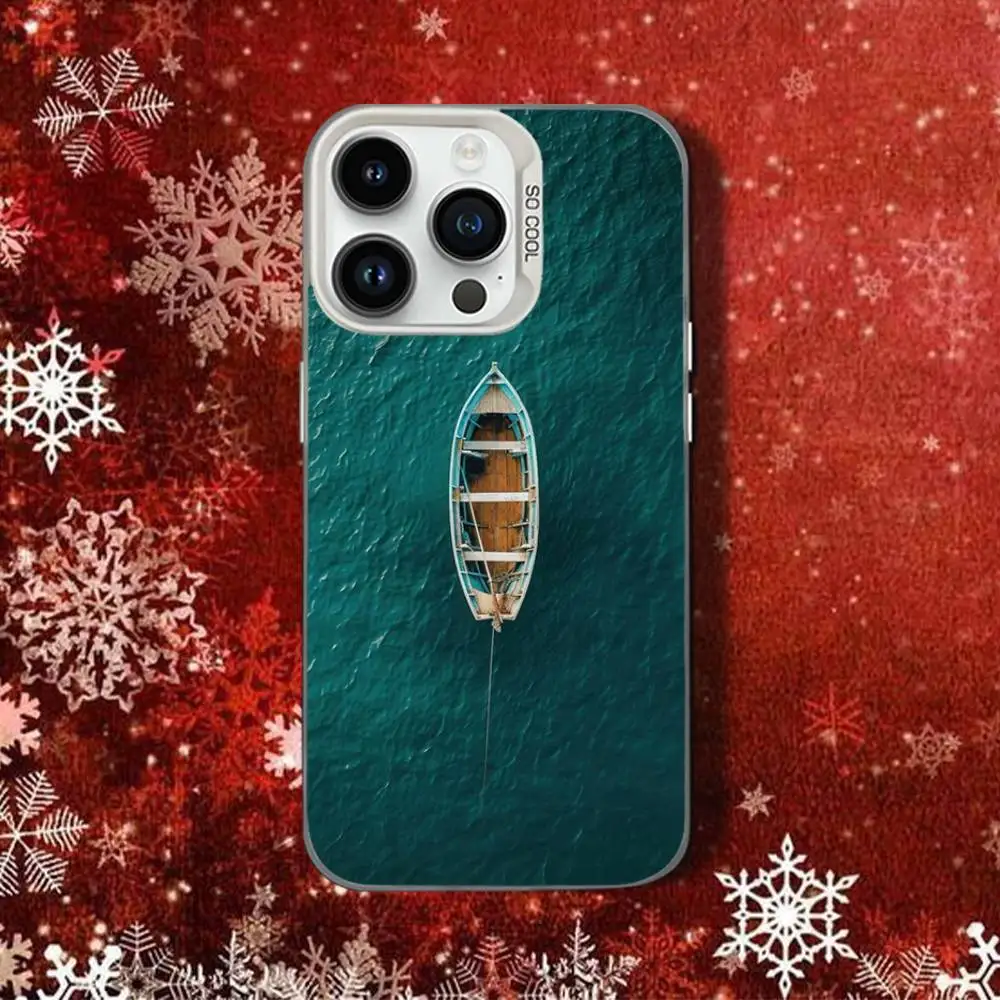 SailingS Art S-Ship Boots voor iPhone 14,16,15,17,13,12,11,Pro,SE4,Max,Plus,Air,Mini Telefoonhoesje Wit Snoep Schokbestendig