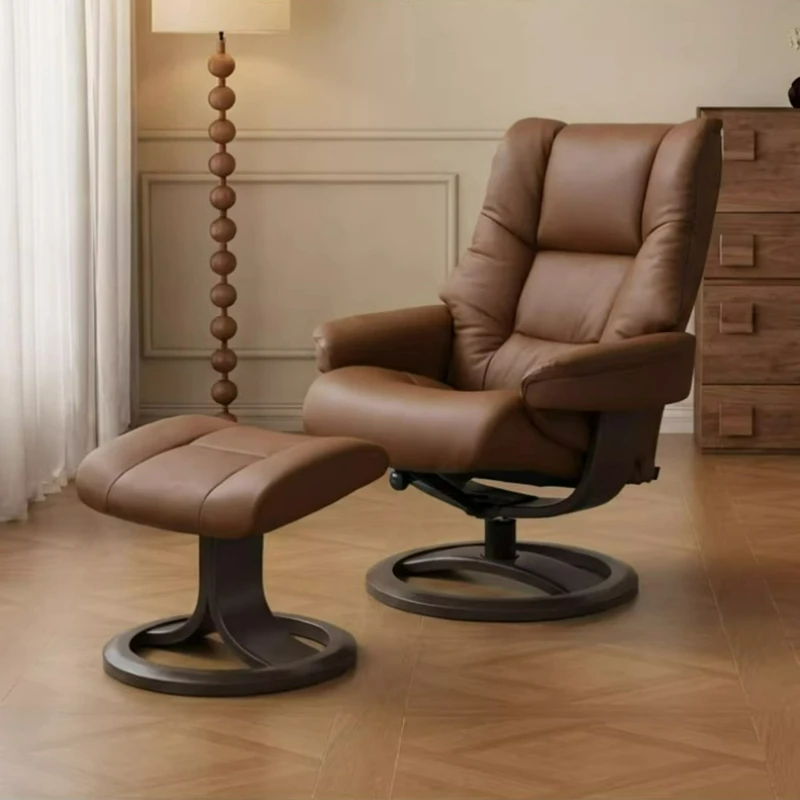 

Reclining chair imported solid wood upgraded ring chair single full leather sofa chair