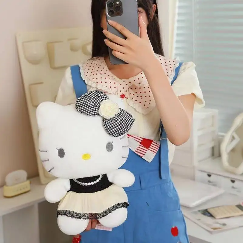 Latest socialite Hello Kitty backpack keychain pendant doll Kawaii stuffed plush toy figurine cartoon anime cute gift Christmas
