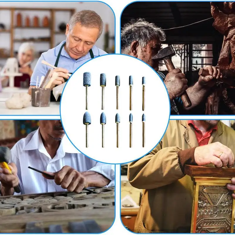 Kit de cabeça de polimento multifuncional, rebolo para pedra 10x azul, ferramenta de polimento, acessórios para moedor elétrico