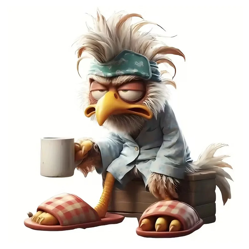 Insomnia Chicken Self-Adhesive Toilet Stickers,Wall Decal Removable, Reusable Vinyl Sticker for Toilet Lid S995