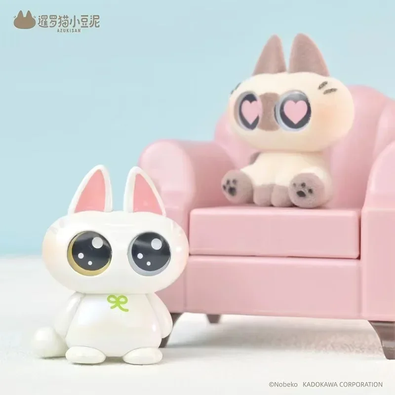 Genuine Moe Azukisan Series Blind Box Siamese Cat Bean Paste Mini Anime Figures Mysterious Surprise Flocking Doll Model Toys