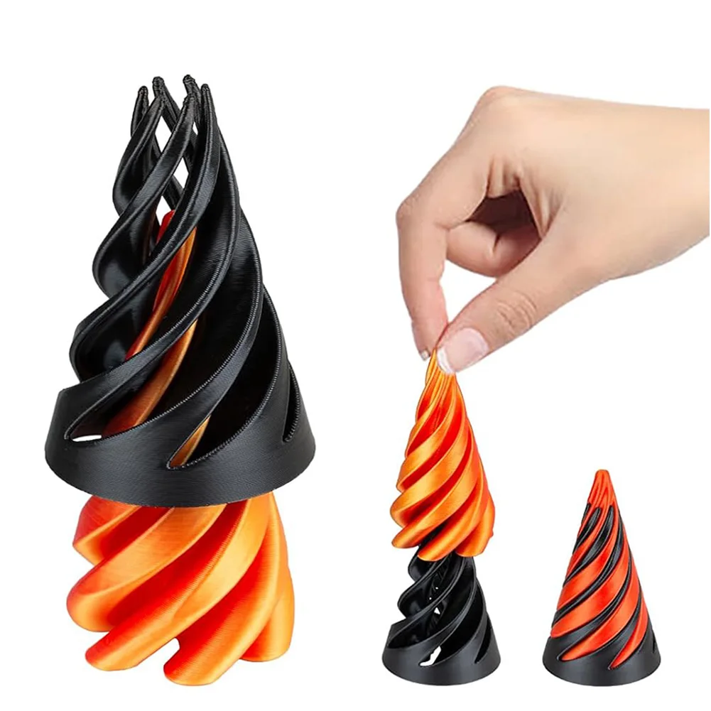 

3D Printed Spiral Cone Toy Impossible Pyramid Passthrough Sculpture Mini Vortex Thread Illusion Desk Toy for Kids and Adults