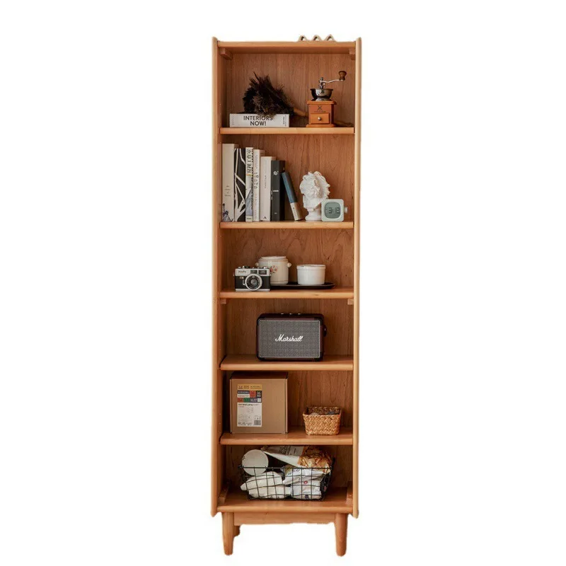 Premium Nordic furniture solid wood bookcase Nordic cherry wood log floor-to-ceiling storage Japanese glass storage