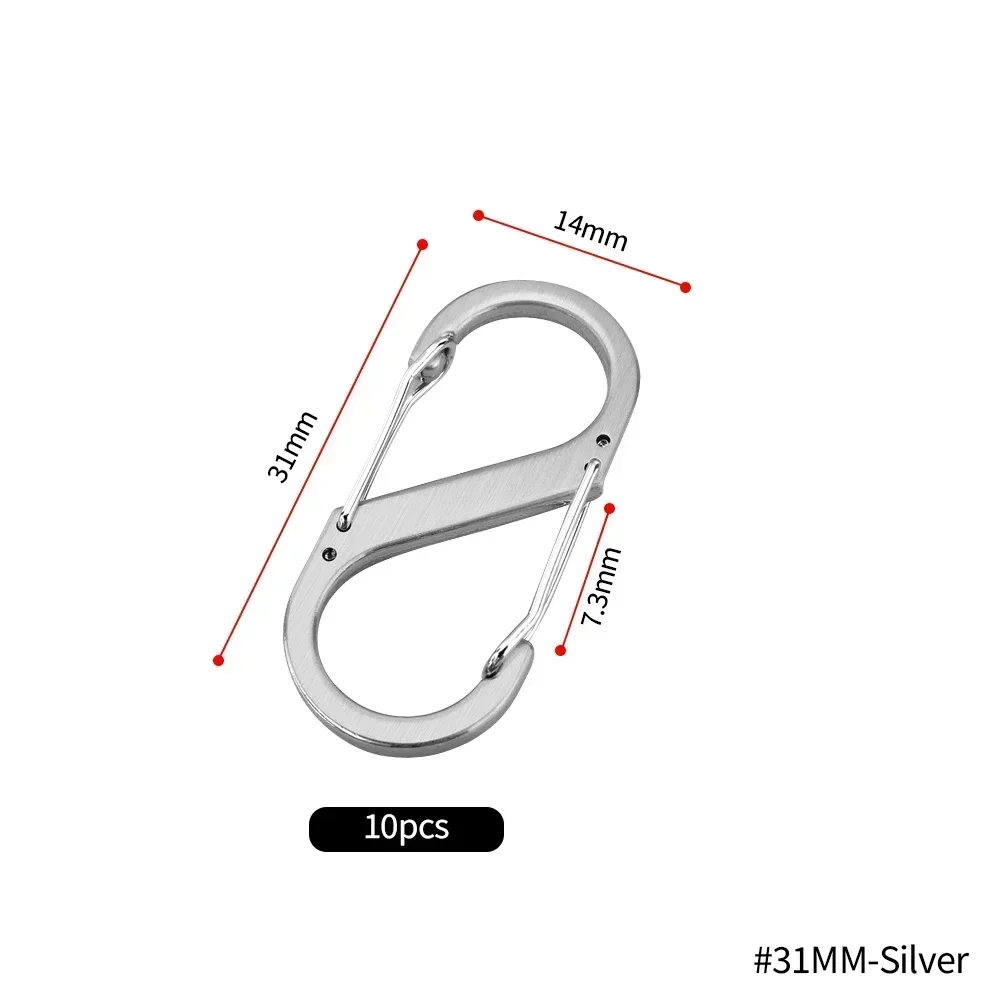 10Pcs S Typ Mini Schlüsselbund Haken Edelstahl Karabiner Mit Schloss Anti-Diebstahl Outdoor Camping Rucksack Schnalle Key-Lock Werkzeug