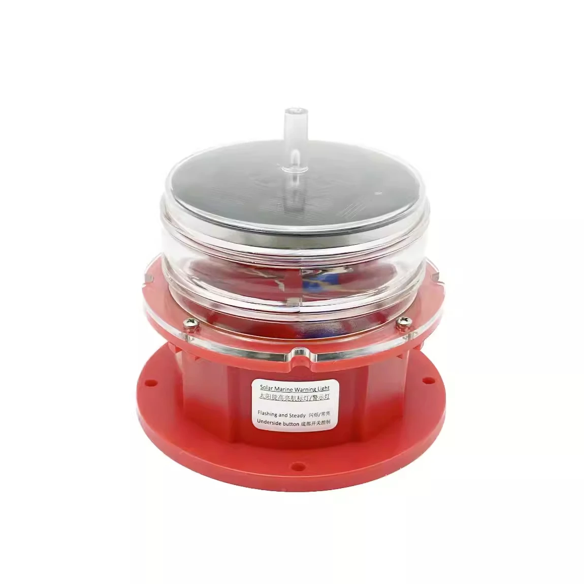 Solar powered navigation lights, buoys, ship navigation lights, flashing anti-collision red signals, yellow navigation lights