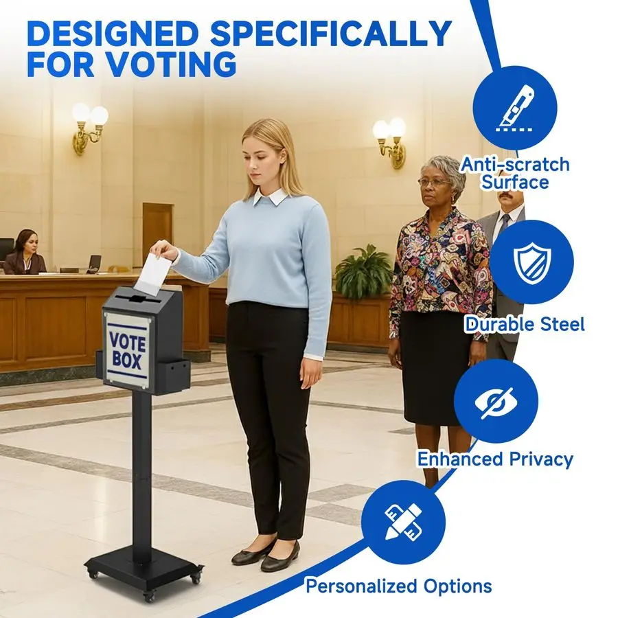 مجموعة صندوق الاقتراع مع عجلات صامتة آمنة ومتعددة الاستخدامات للمكتب والخيرية والمناسبات تتضمن قفلًا وسلوًا كبيرًا #2