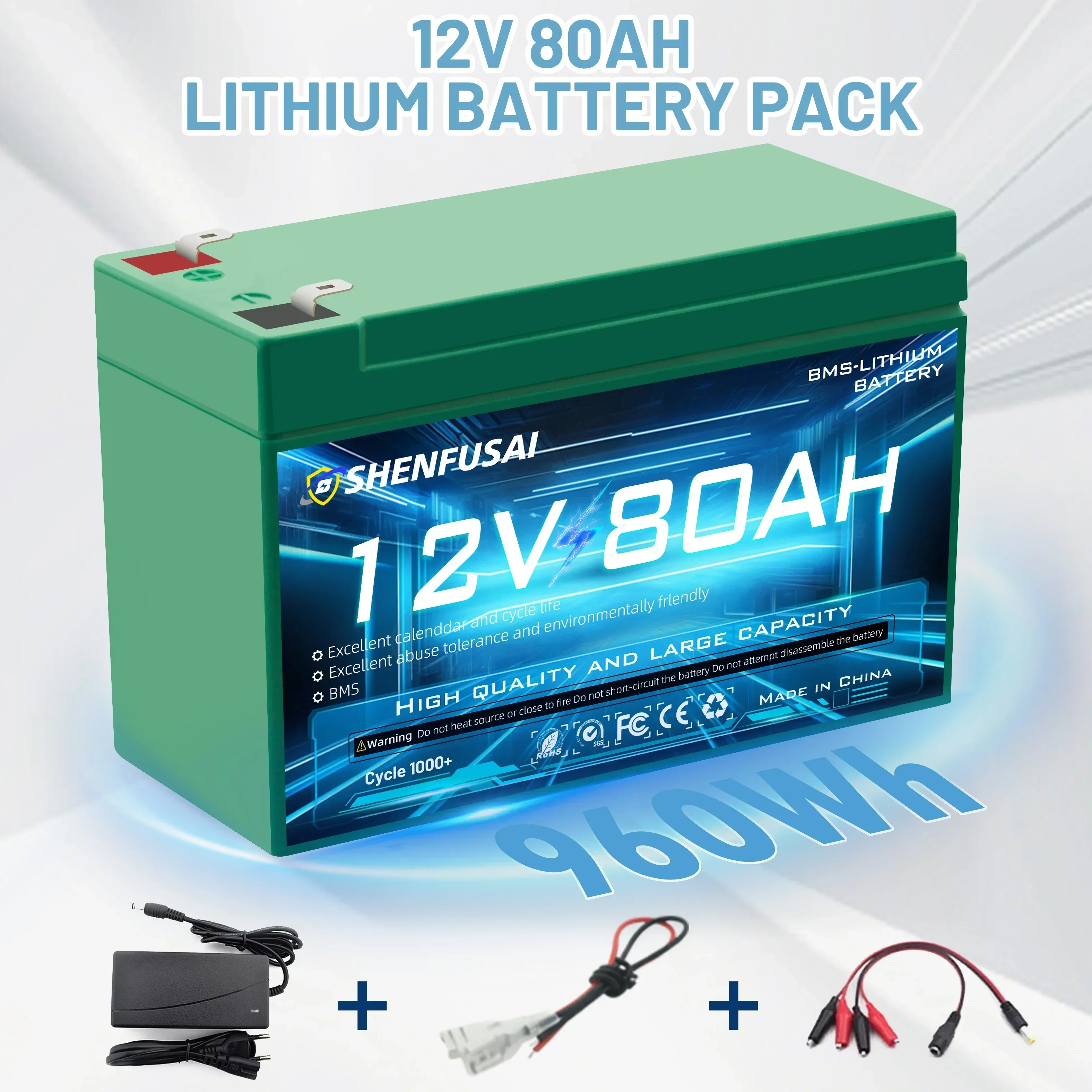 

New 18650 Battery 12V 80Ah\ 120AH Li Ion Upgraded Lithium Battery Pack Built-in BMS 30A High Current For solar cells