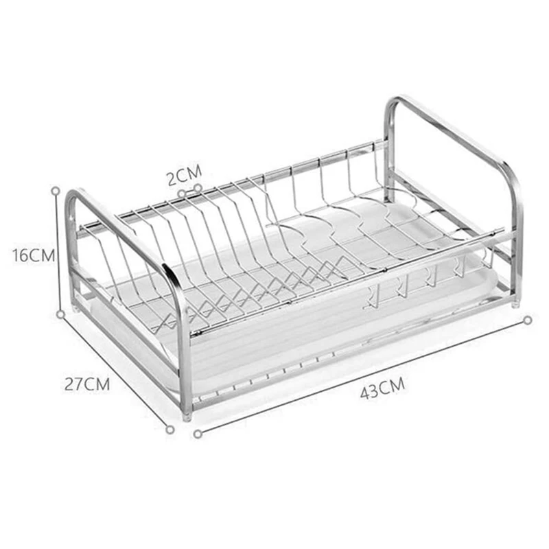 HOT-Stainless Steel Dish Rack Kitchen Dry Dish Rack Household Dishwashing Single Layer Drain Stand Tableware Storage Rack