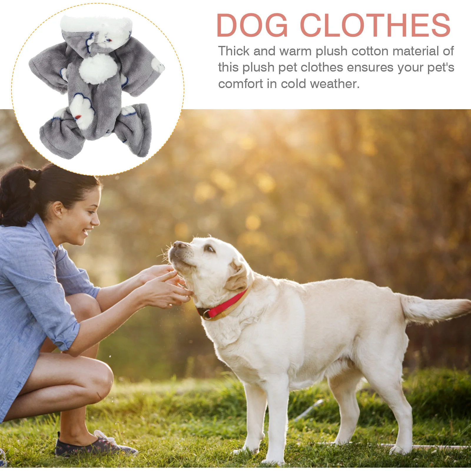 

Thickened Warm Winter Clothes Fleece Hooded Puppy Jacket Size Four Legged Costume Windproof Reusable Washable Thermal Pet