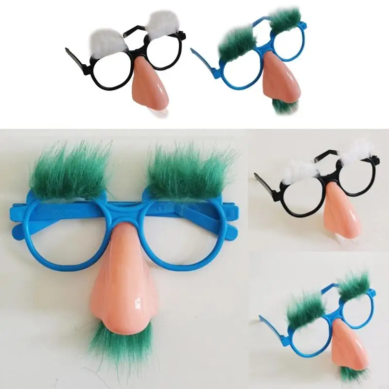 10CD Funny Nose Pretend Glasses with Mustache Novelty Funny Old Man Glasses