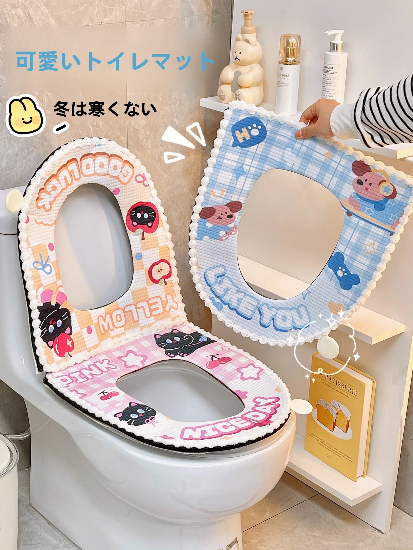 

Милый плюшевый чехол для унитаза с мультяшным дизайном, съемный, моющийся, зимний, утепленный, для женщин, подушка для сиденья унитаза