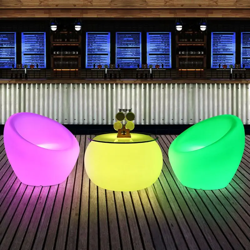 D68*H45cm LED Bar table and chairs LED illuminated Light Furniture outdoor