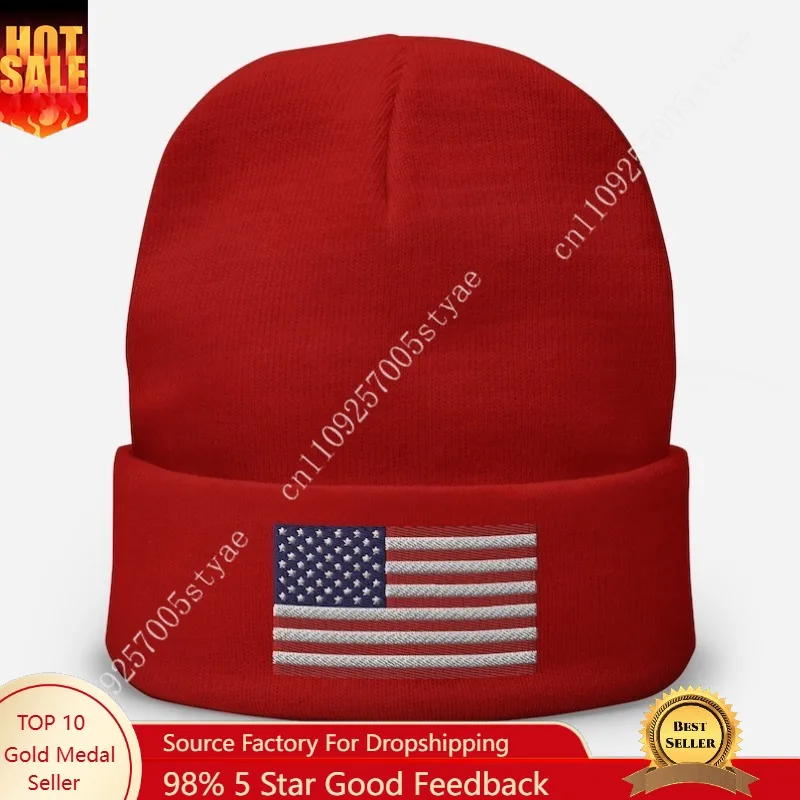 

American Flag Beanie Men Women Embroidered Knit Hat Beanies Warm Winter Caps Soft Skull Cap Fashion Ski Hats Knitted Hat