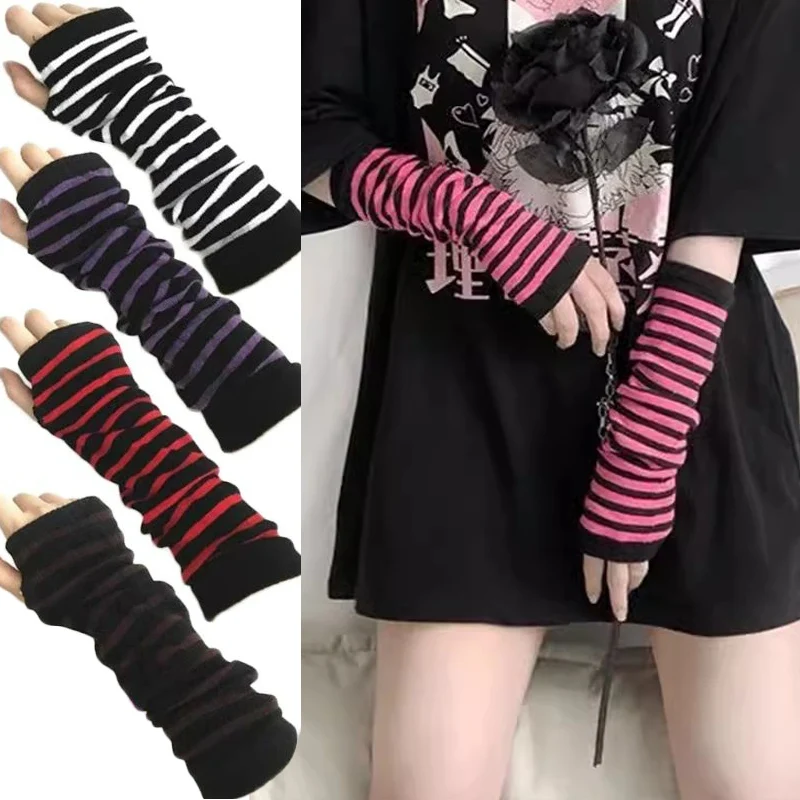 Anime Punk Long Fingerless Gloves Cuff for Women Men Sport Outdoor Gloves Elbow Mittens Cool Stretch Arm Warmer Y2k Accessories