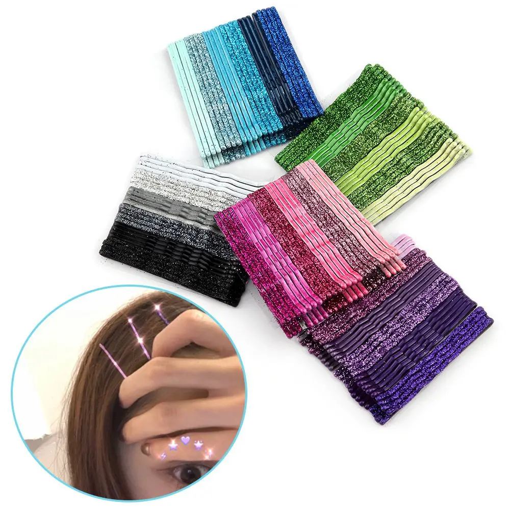 24PCS/Set New Candy Colors Styling Tools Barrettes Glitter Bobby Pins Girls Headwear Wavy Hair Clips