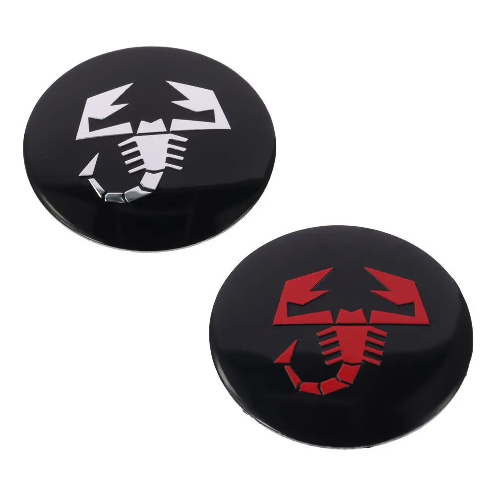 4pcs 2.2inch Scorpion Car Emblems Round Black,Red Wheel Hub Centre Car Badge Stickers Aluminum Car Decal Badge Stickers