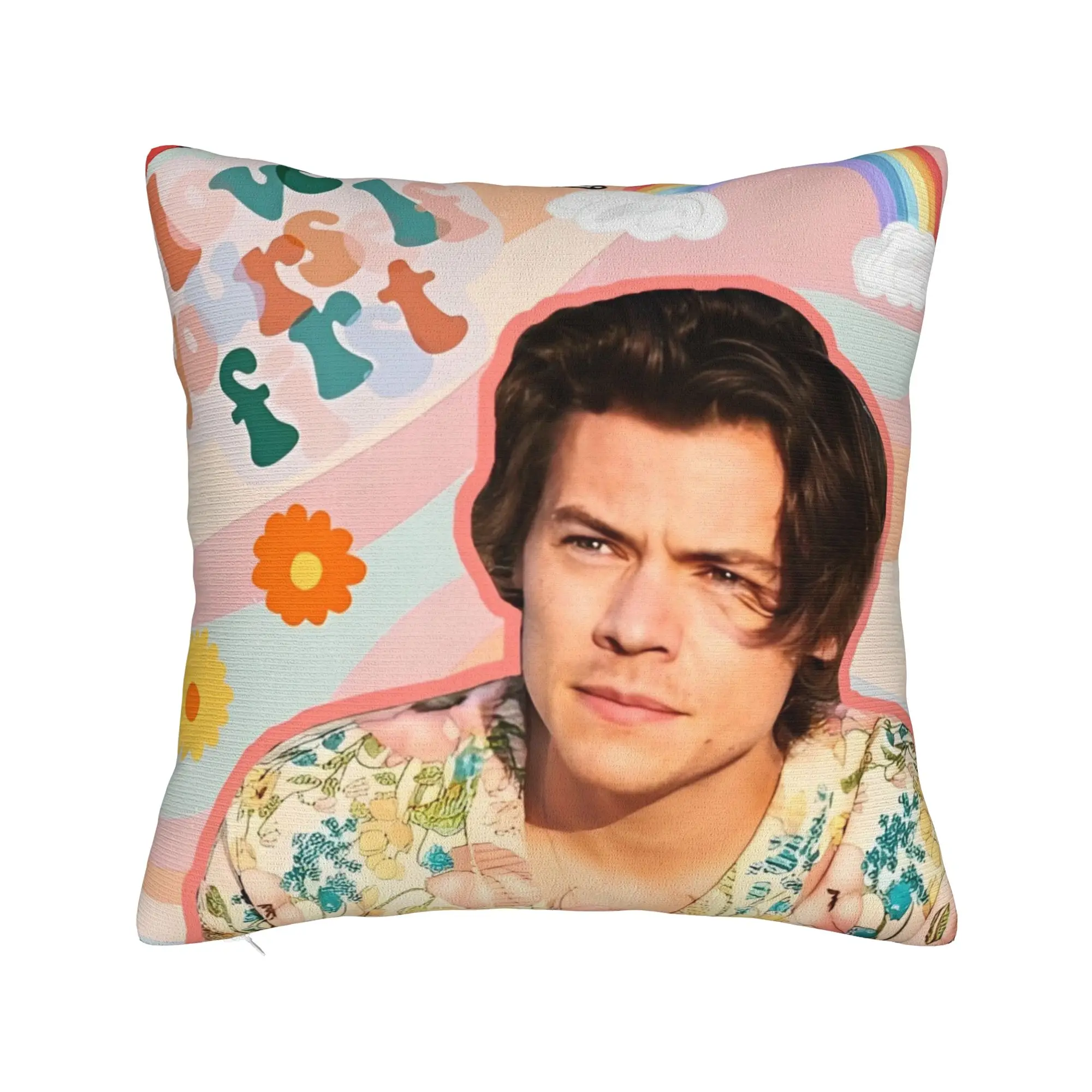 Harrys Styles Singer Pillowcase Double-sided Printing Polyester Cushion Cover Gift  Pillow Case Cover Bed Zipper 45X45cm