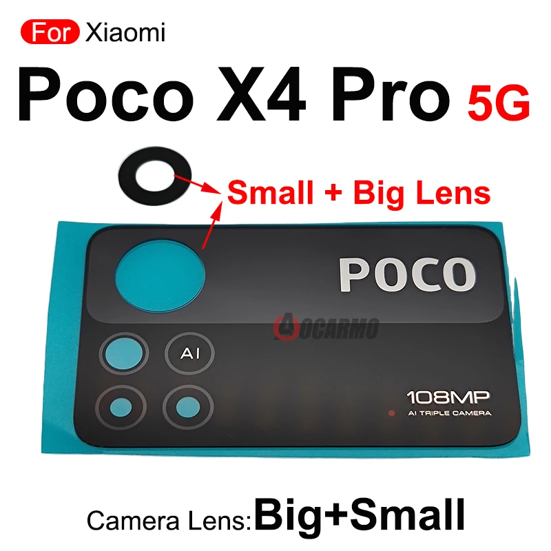 1Pcs For Xiaomi Mi Poco X4 Pro 5G Back Main Rear Camera Lens Replacement Parts