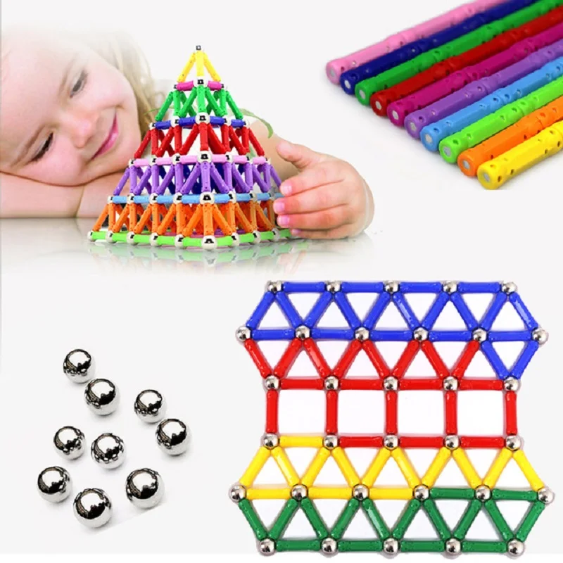 84-228pcs/Set Creative Magnetic Design Blocks Toy Children Educational DIY Assembly Building Magnetic Stick Blocks Toys Gift