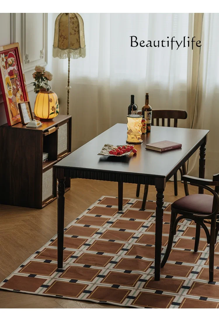 Tt Accordion Solid Wood Dining Table Rectangular Medium And Ancient Style Eating Table Household American Desk Small Apartment
