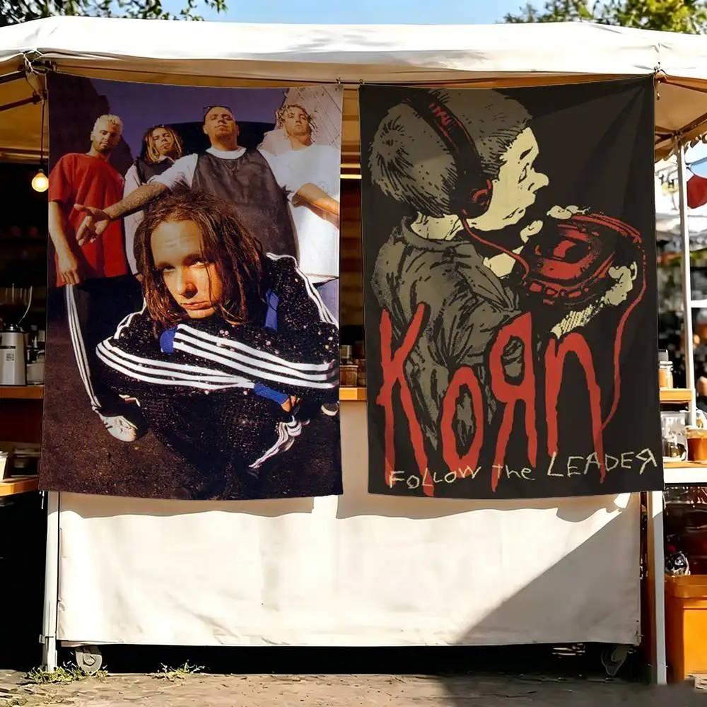 Band K-Korn Flags Wall Hanging Background Art Banner for Bedroom Home Outdoor Decor