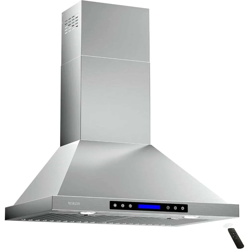 Range Hood, NAP02 900CFM Wall Mount Range Hood Ducted/Ductless Convertible Kitchen Chimney Vent, 4 Speeds