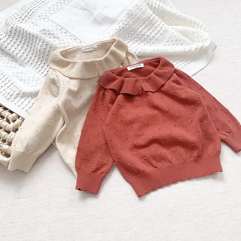 

Autumn Baby Kids Girls Long Sleeve Hollow Out Knit Sweater Baby Kids Girls Pure Color Pullover Sweaters Children's Clothes