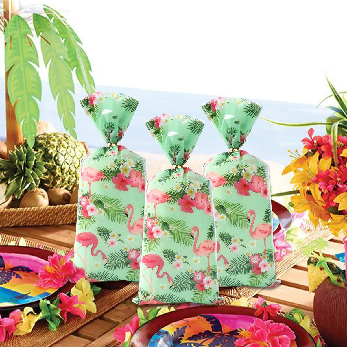 Flamingo Party Gifts Bags Palm Candy Bags Gift Packing Box Summer Hawaiian Party Birthday Luau Tropical Party Favors Baby Shower