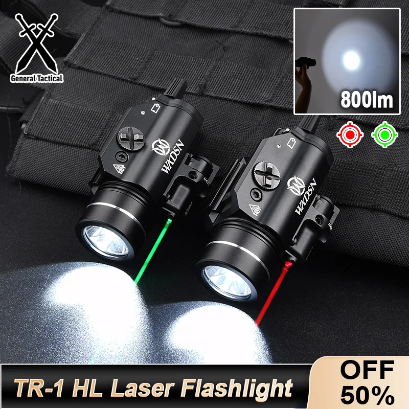 

WADSN Tactic TR-1 HL Red Green Laser White Light Metal Hanging Flashlight Pistol For Hunting Scout Light LED Airsoft Glock 17 18