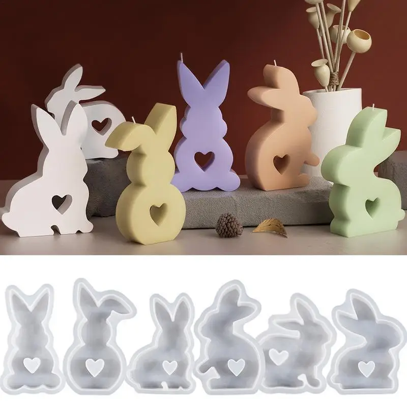 6pcs Easter Bunny Chocolate Molds Bunny Candle Mold Easter Bunny Silicone Mold Rabbit Handmade Soap Clay Mold Thick Soft molds