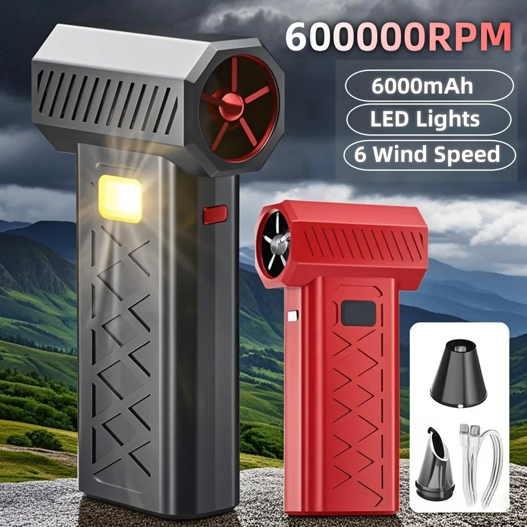 Violent Fan 600000RPM Powerful Air Blower Turbo Fan with LED Display& Lighting Dust Cleaner 6 Speeds Brushless Turbo Jet Blower