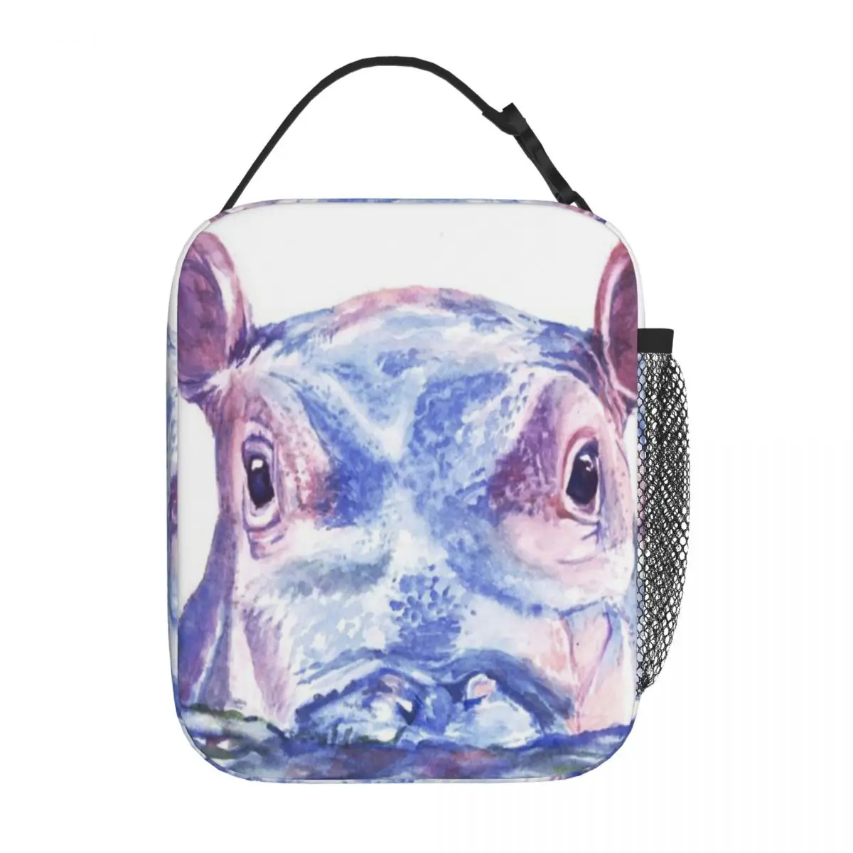 Bestselling Happy Hippo Watercolor Painting Minimalist Commuter Lunch Bag Cruise Travel Insulated Snack Tote