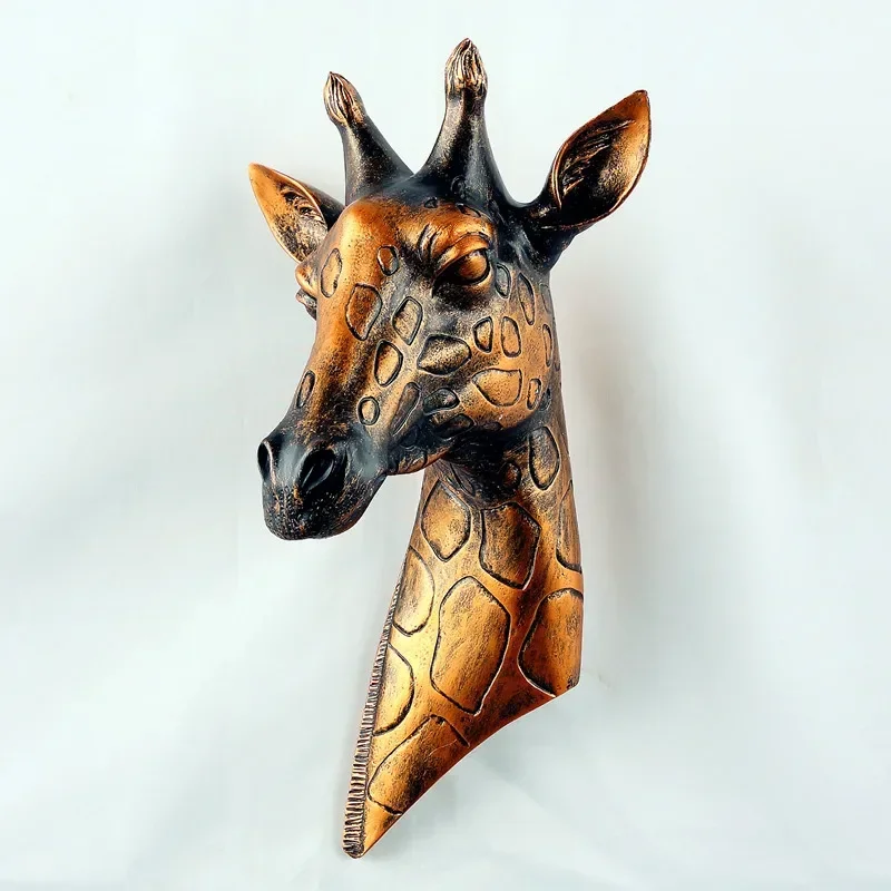 [Crafts] Nordic giraffe wall hanging wall decoration European creative animal head wall stereo home decoration retro Ornaments