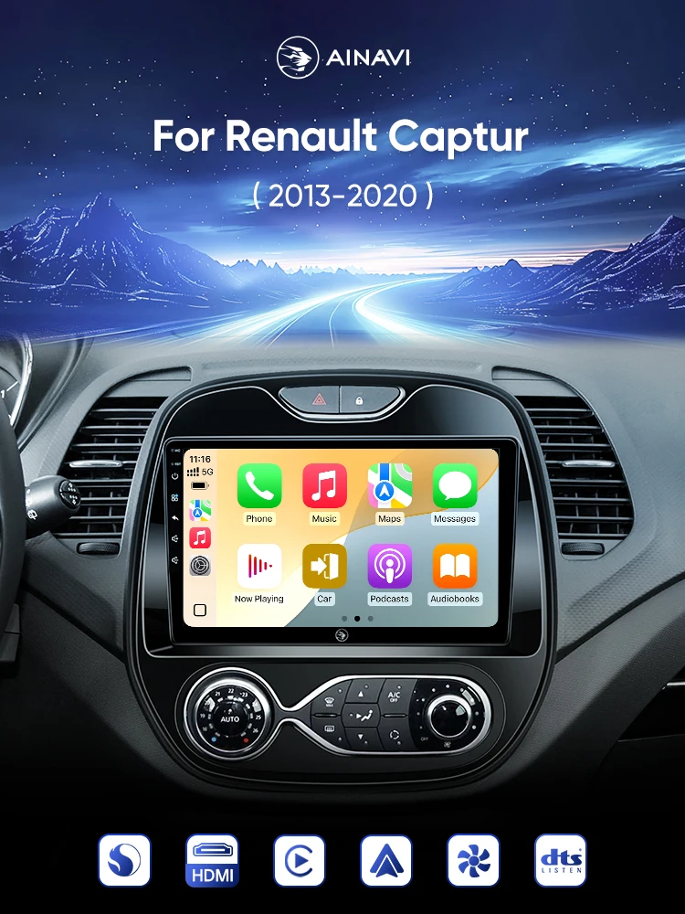 Ainavi Autoradio Voor Renault Captur Kaptur Clio 2014 2015 2016 2017 2018 2019 Samsung QM3 Draadloze Carplay Android Auto 2 Din - afbeelding 2