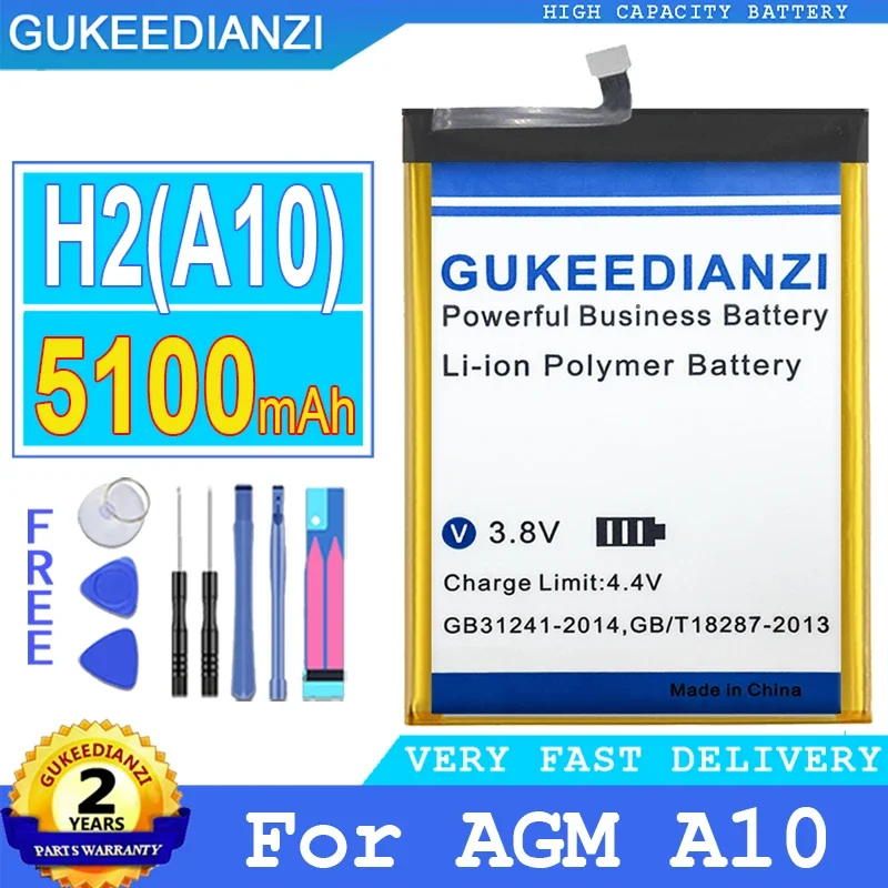 

Latest Production 5100mAh GUKEEDIANZI High quality Replacement Battery H2 (A10) For AGM A10 A 10 Big Power Bateria + free tools