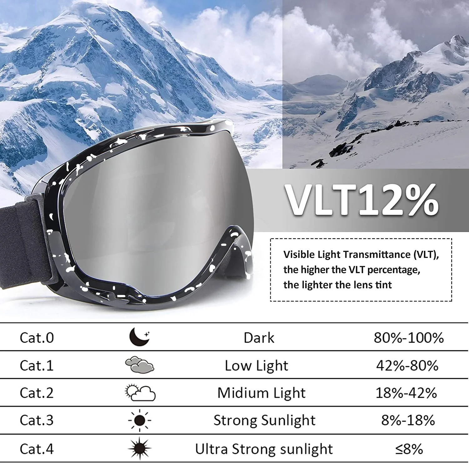 Adult ski goggles, large spherical glasses, removable myopia lenses/HX20 double layer anti fog